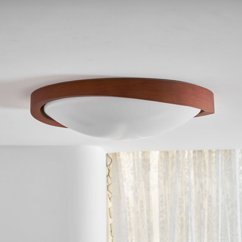Modern Wood Flush Mount Ceiling Light With Tri-Color Glow — Harbor Light Co.