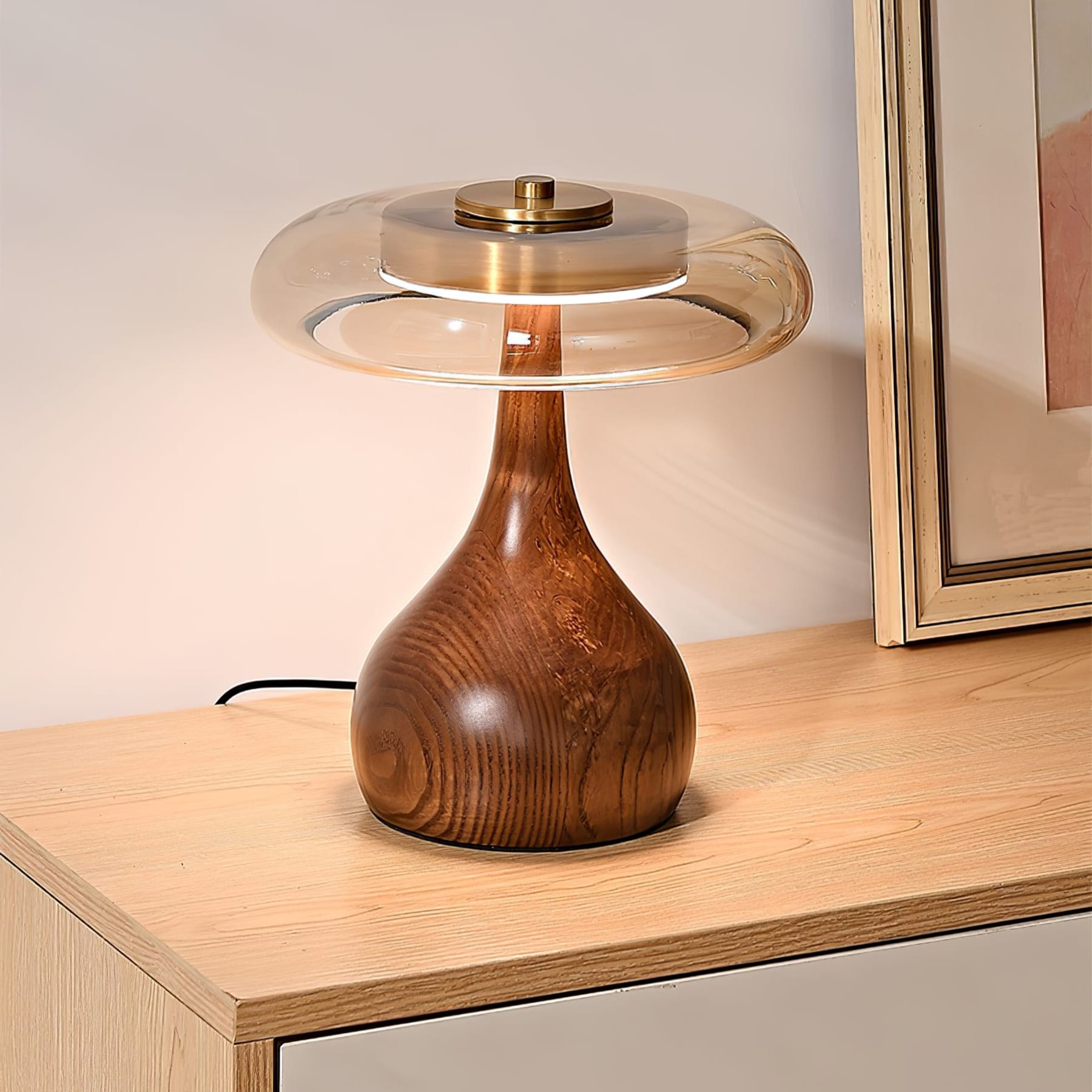 Modern Ash Wood and Brass Table Lamp for Living Room — Harbor Light Co.