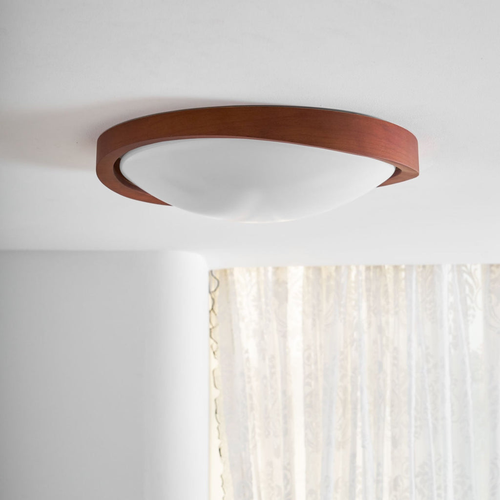 Modern Wood Flush Mount Ceiling Light With Tri-Color Glow — Harbor Light Co.