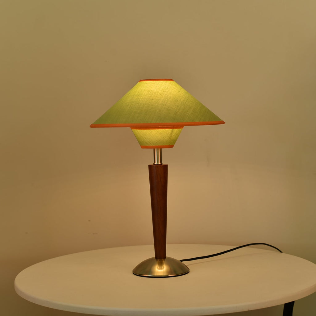 Retro Wood Table Lamp With Fabric Shade for Living Room — Harbor Light Co.
