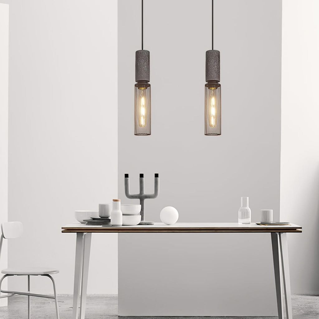 Industrial Wrought Iron Concrete Pendant Light With Warm LED Glow — Harbor Light Co.