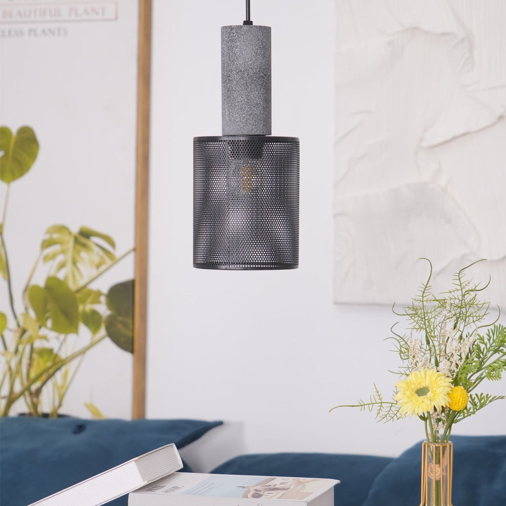 Industrial Wrought Iron Concrete Pendant Light With Warm LED Glow — Harbor Light Co.
