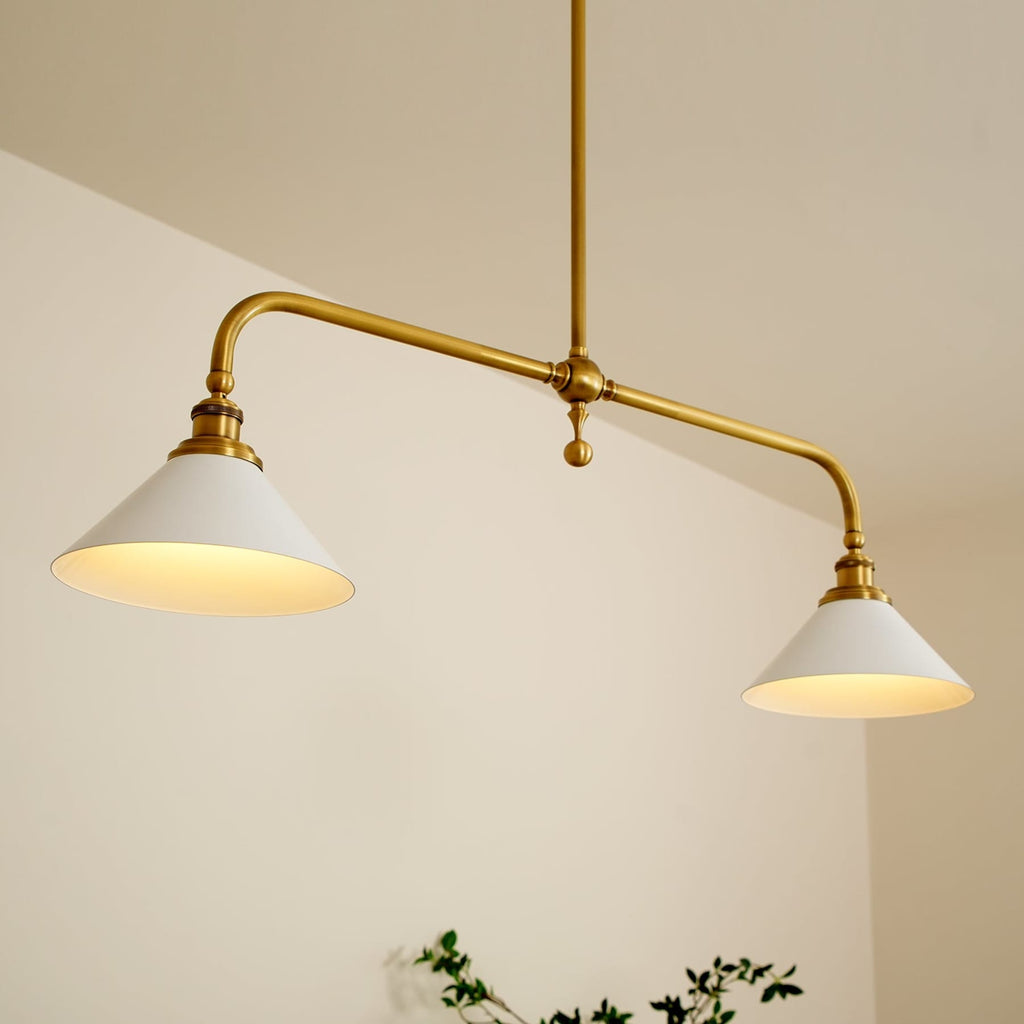 Modern Brass Pendant Light With Ceramic Shades for Dining Room — Harbor Light Co.