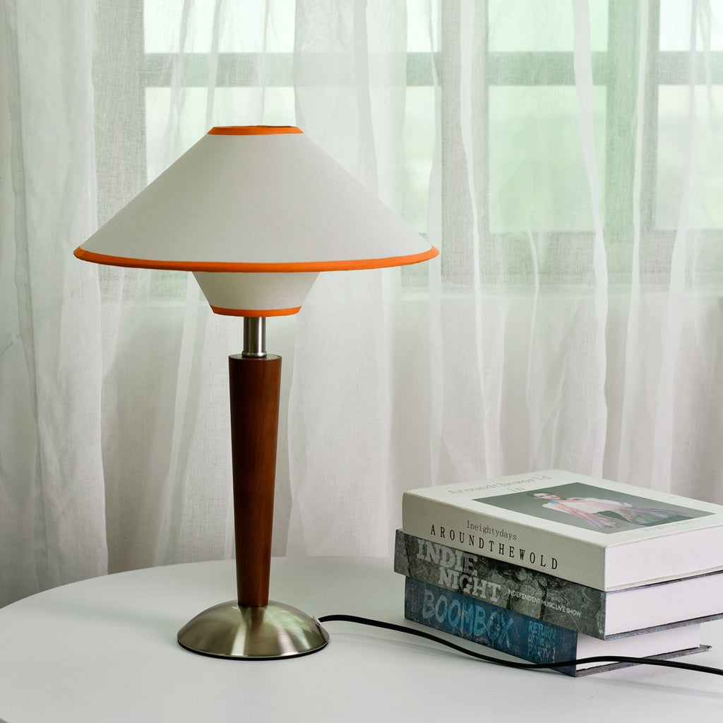 Retro Wood Table Lamp With Fabric Shade for Living Room — Harbor Light Co.