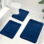 Memory Foam Bath Mat Set Absorbent Non-Slip Bathroom Rugs with U-Shaped Toilet Mat Machine Washable Three Piece Set