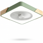 Modern Flush Mount Ceiling Fan Light with Wood Trim and Remote Control