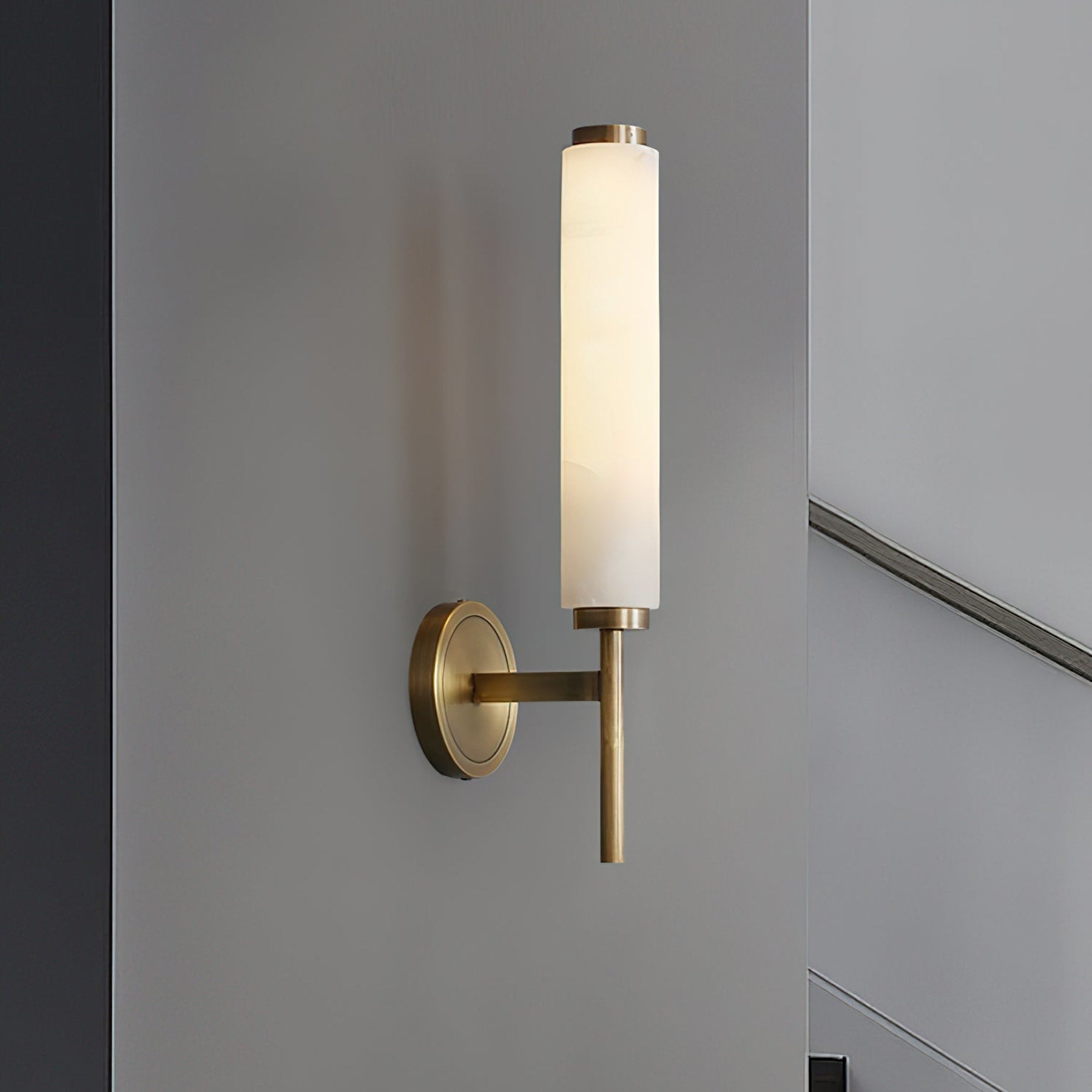 Modern Faux Alabaster Wall Light With Warm Glowing Shade — Harbor Light Co.
