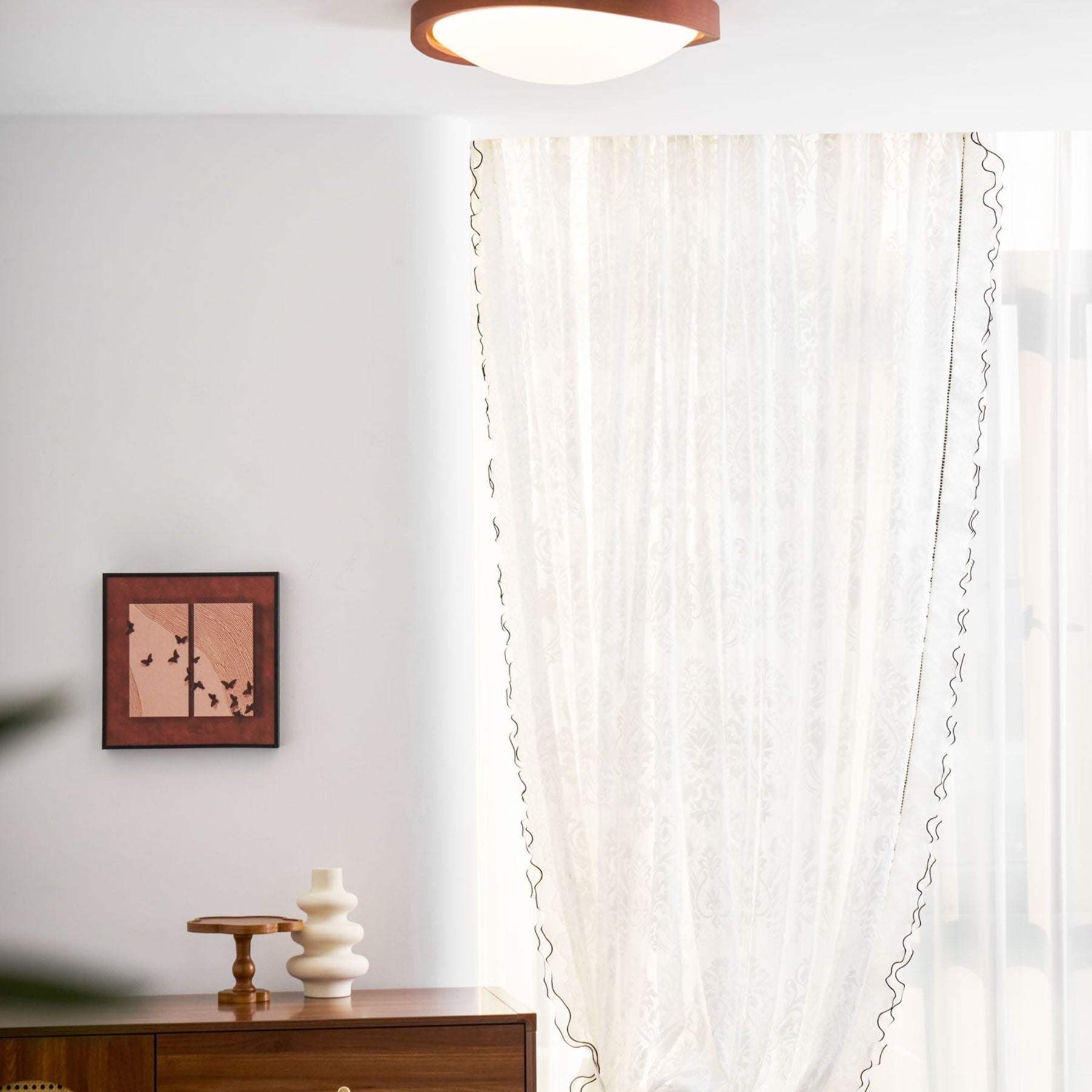 Modern Wood Flush Mount Ceiling Light With Tri-Color Glow — Harbor Light Co.
