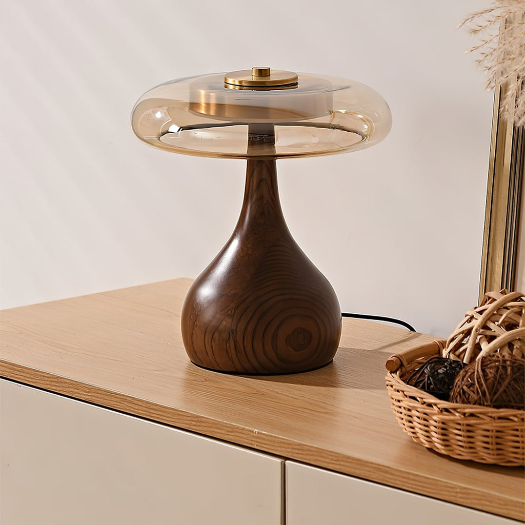 Modern Ash Wood and Brass Table Lamp for Living Room — Harbor Light Co.