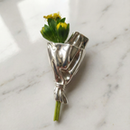 Wearable Mini Flower Vase Brooch with Polished Bouquet Design