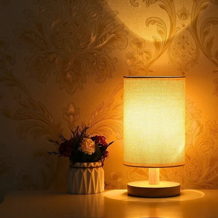 Modern Wood Table Lamp With Linen Shade — Harbor Light Co.
