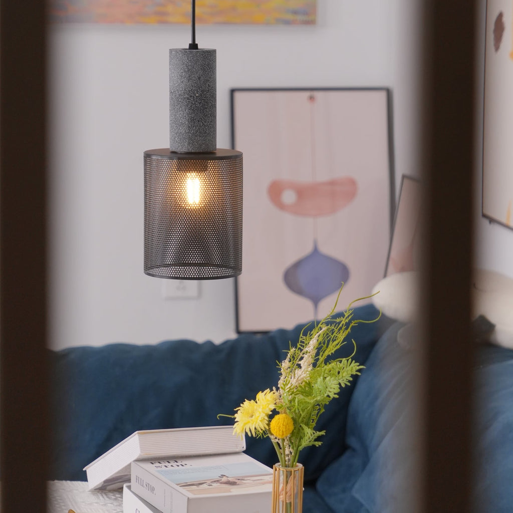 Industrial Wrought Iron Concrete Pendant Light With Warm LED Glow — Harbor Light Co.