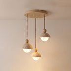 Modern Travertine Stone Pendant Light for Dining Room in 3-Heads: Ø11.8" x H59" (Ø30 x H149.9 cm) — Harbor Light Co.