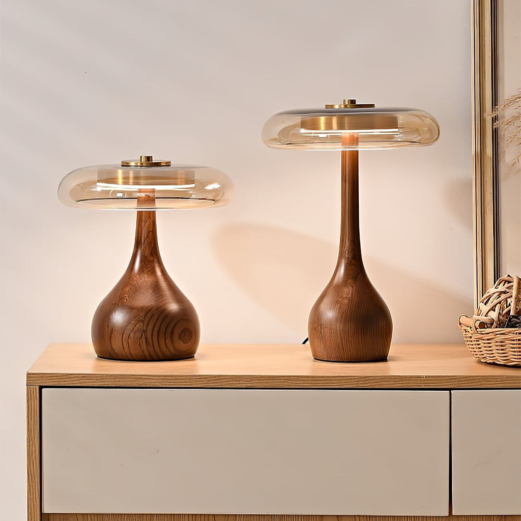 Modern Ash Wood and Brass Table Lamp for Living Room — Harbor Light Co.
