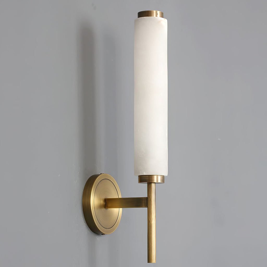 Modern Faux Alabaster Wall Light With Warm Glowing Shade — Harbor Light Co.