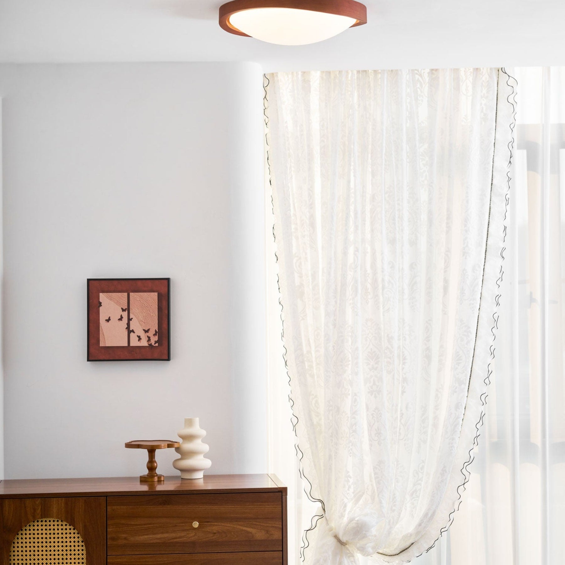 Modern Wood Flush Mount Ceiling Light With Tri-Color Glow — Harbor Light Co.
