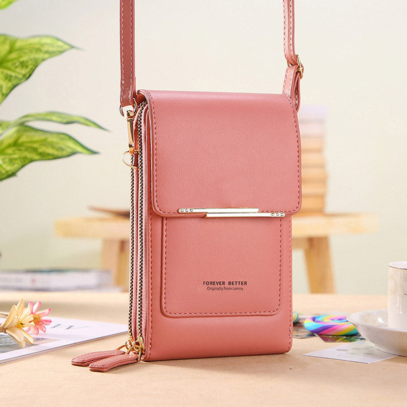 Small Crossbody Phone Bag for Women Anti-Theft RFID Blocking Wallet Purse with Touchscreen Window Card Slots and Adjustable Shoulder Strap