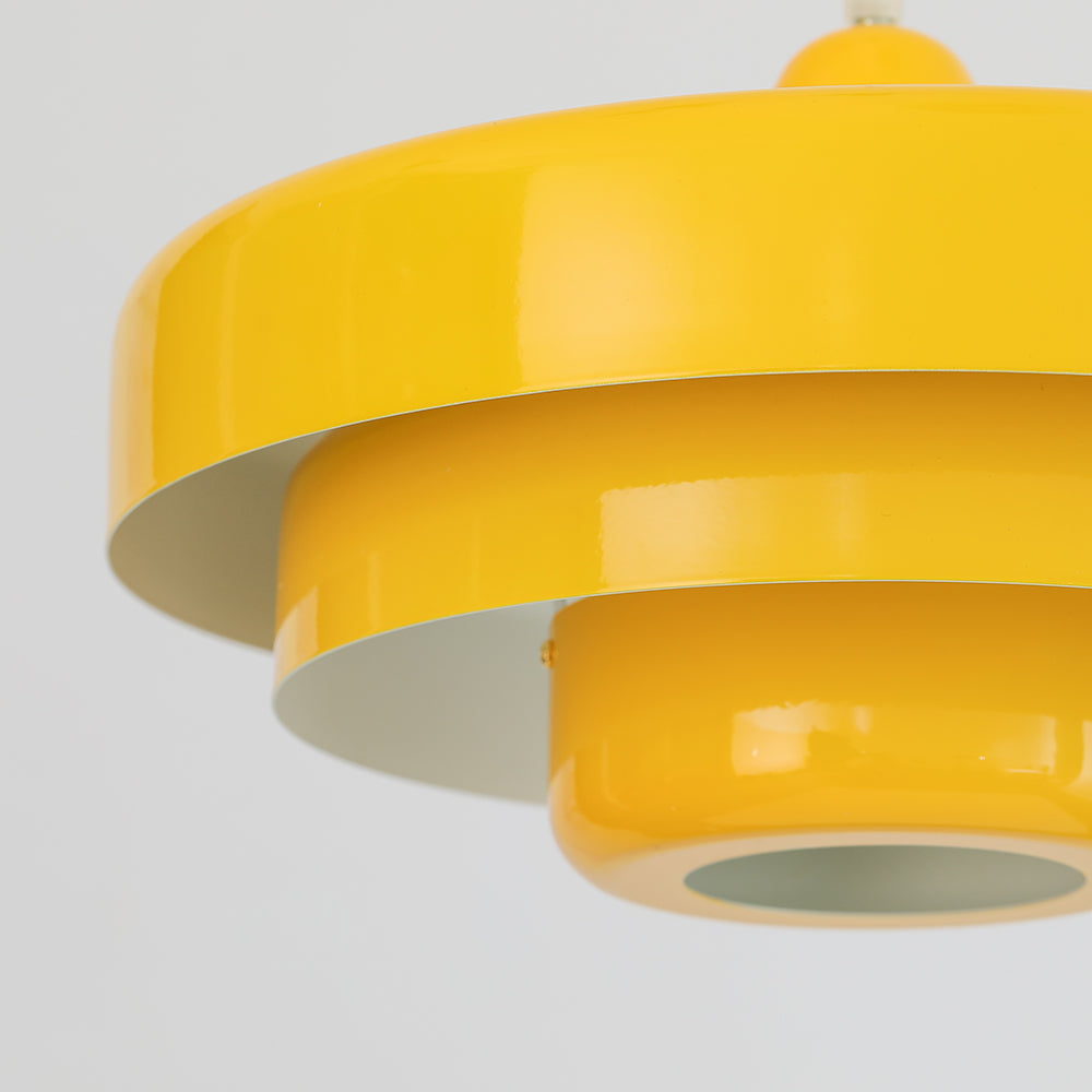 Mid-Century Metal Dining Room Pendant Light with Layered Disc Shade