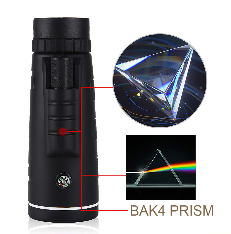 High Power Monocular Telescope with Tripod and Smartphone Holder HD BAK4 Prism Compact Monocular with Compass for Hiking Bird Watching and Travel