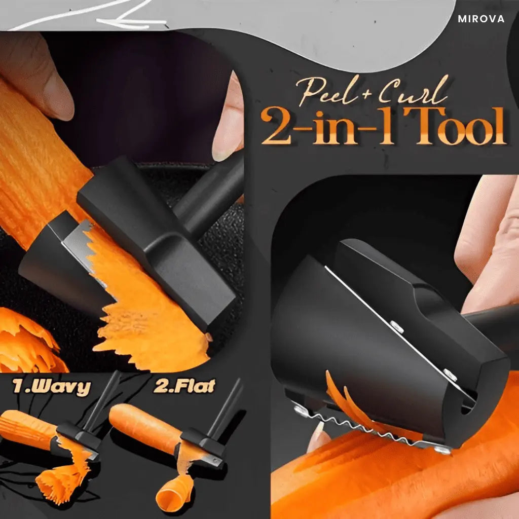 Stainless Steel Vegetable Peeler and Spiral Curler for Garnishing