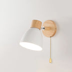 Modern Wooden Cone Shade Wall Sconce with Pull Chain