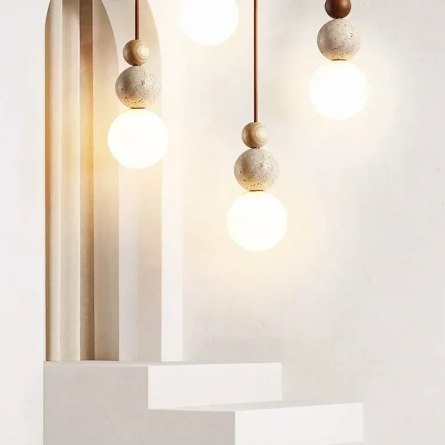 Modern Travertine and Wood Pendant Light for Dining Room — Harbor Light Co.