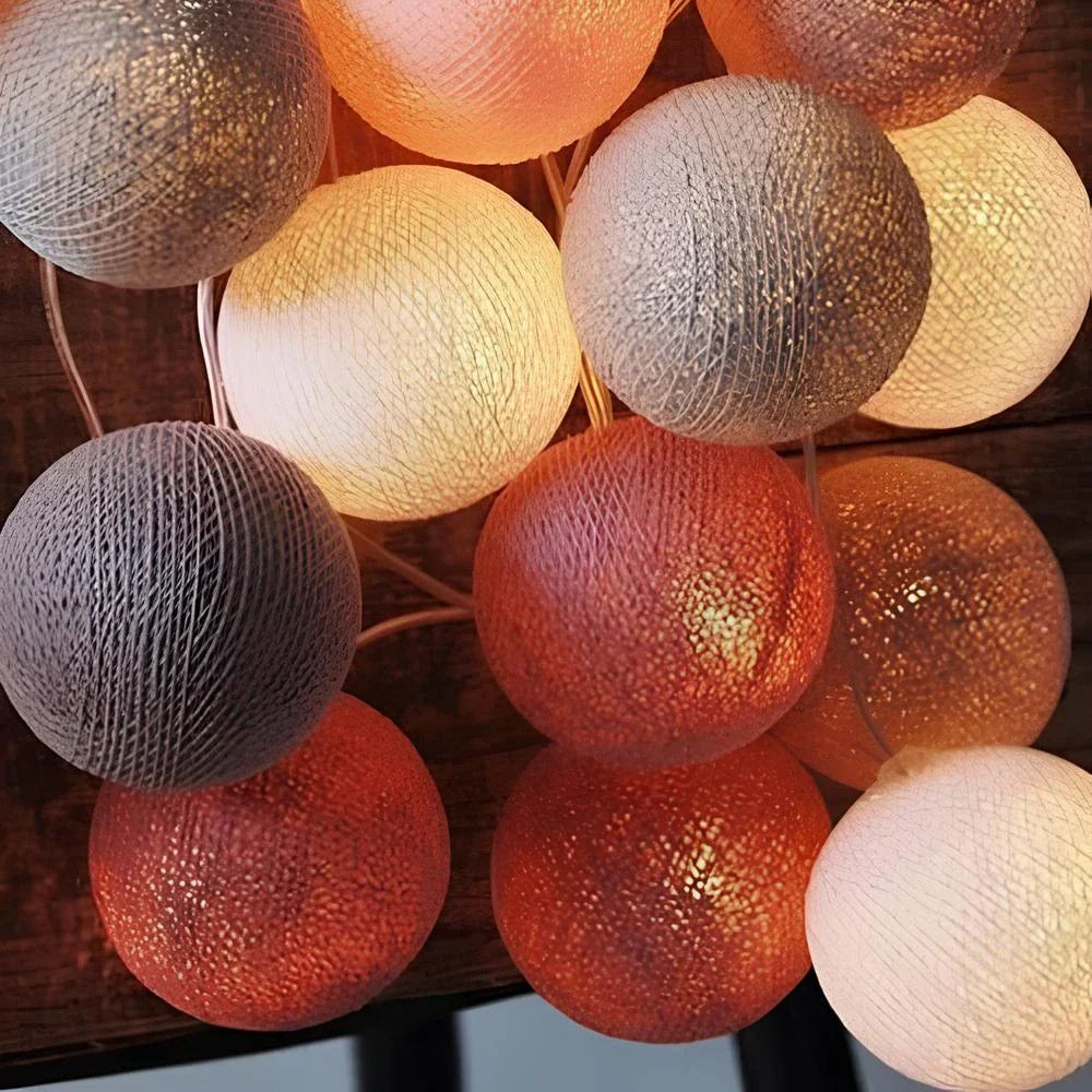 Cotton Ball String Lights LED Garland Fairy Lights USB or Battery Powered for Bedroom Nursery and Party Decor