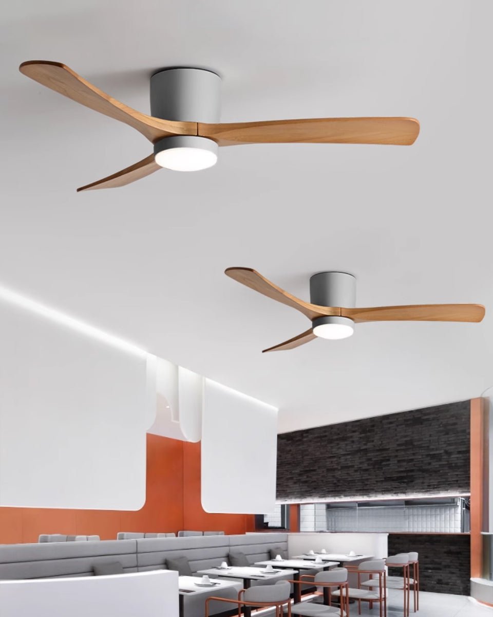 Modern Wooden Ceiling Fan with Remote Control and LED Light