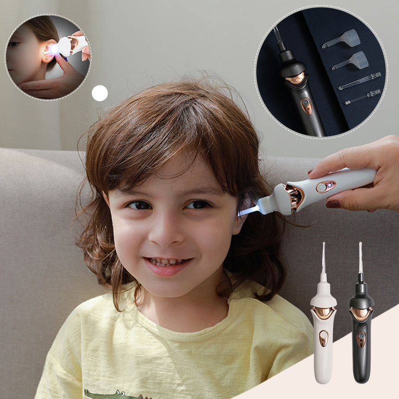 Electric Ear Wax Remover with LED Light Ear Cleaner Tool with Soft Silicone Tips and Interchangeable Heads for Adults and Kids
