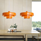 Mid-Century Metal Dining Room Pendant Light with Layered Disc Shade