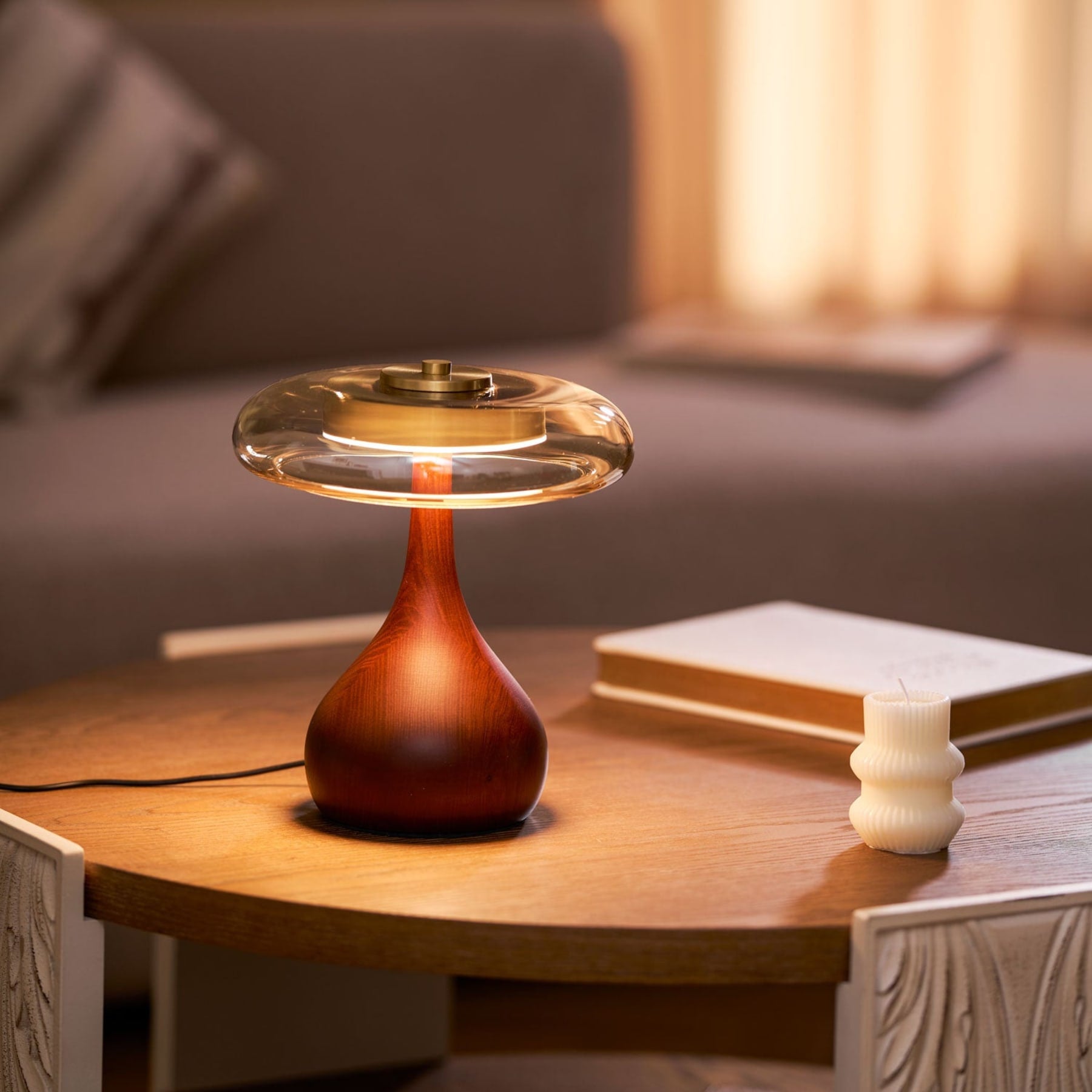 Modern Ash Wood and Brass Table Lamp for Living Room — Harbor Light Co.