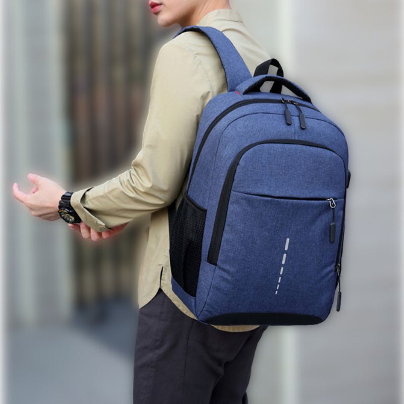 Waterproof Laptop Backpack with USB Charging Port Lightweight Men's Travel Backpack with Padded Laptop Compartment and Side Bottle Pockets