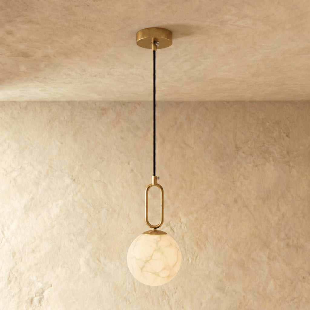 Modern Marble Pendant Light With Warm LED Glow for Dining Room in Gold — Harbor Light Co.