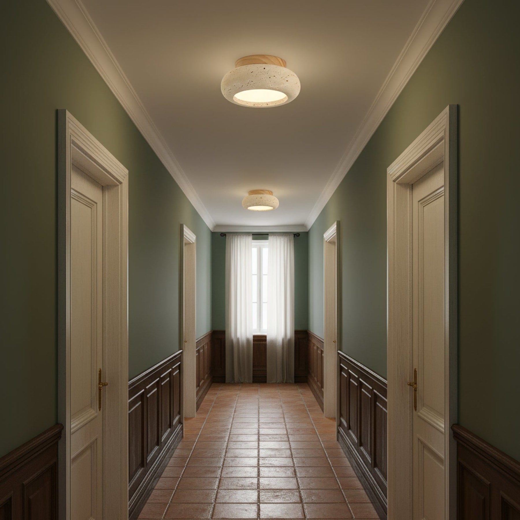 Modern Travertine Flush Mount Ceiling Light — Harbor Light Co.