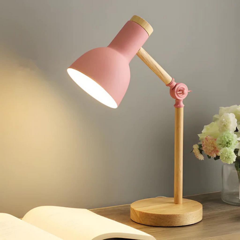 Modern Adjustable Wood and Metal LED Light Table Lamp