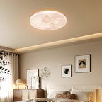 Moon Texture Flush Mount Ceiling Light with Wood Trim