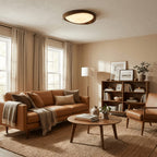 Modern Wood Flush Mount Ceiling Light With Tri-Color Glow — Harbor Light Co.