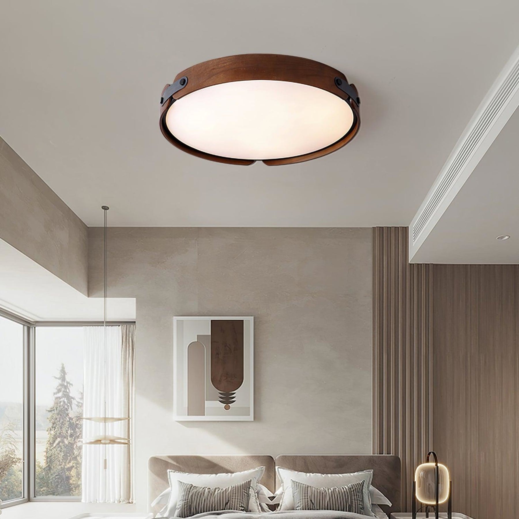 Scandinavian Wood Flush Mount Ceiling Light for Living Room — Harbor Light Co.