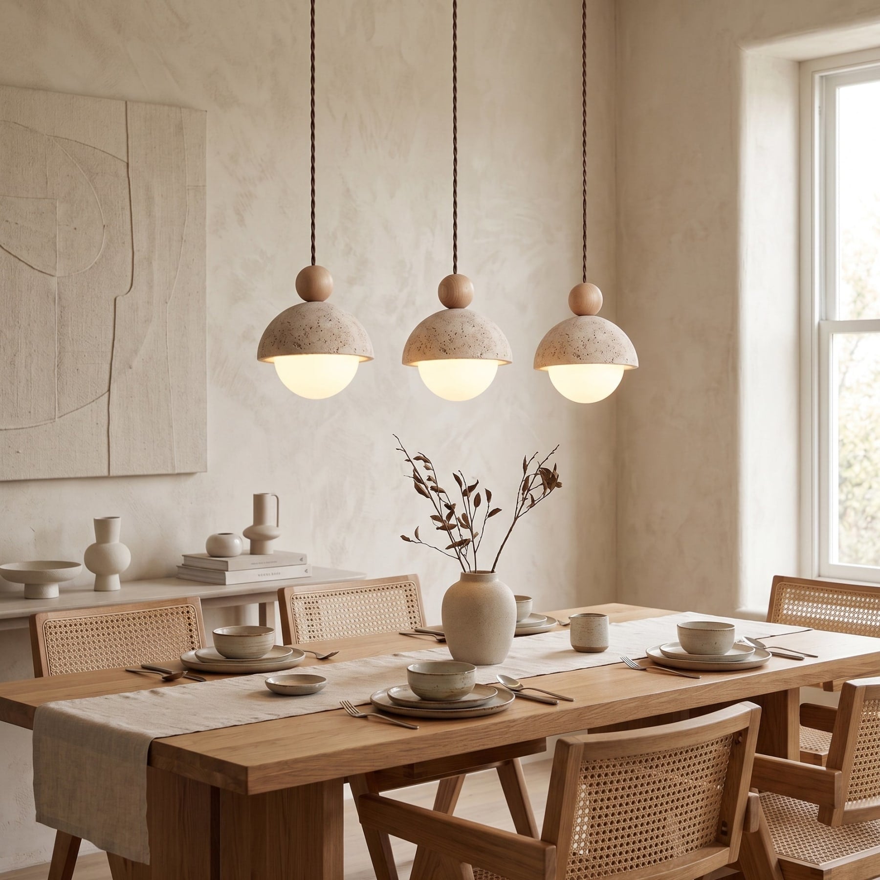 Modern Travertine Stone Pendant Light for Dining Room — Harbor Light Co.