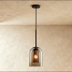 Modern Glass Pendant Light With Warm LED Glow in Amber — Harbor Light Co.