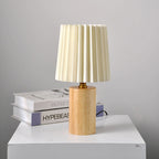 Retro Wood Table Lamp With Fabric Shade for Living Room in Wood — Harbor Light Co.