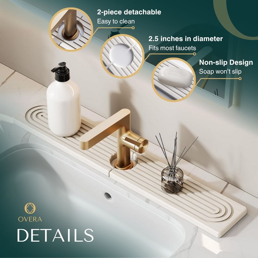 Diatomite Stone Faucet Sink Mat with Quick Drying Absorbent Surface