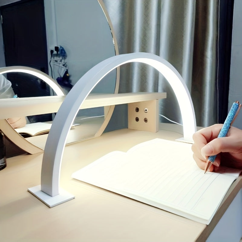 Crescent Moon LED Desk Lamp USB Powered Dimmable Metal Arc Lamp with Adjustable Color Temperature for Home Office and Nail Art