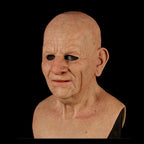 Creepy Old Man Mask Realistic Latex Halloween Mask for Adults Full Head Costume Mask with Movable Mouth for Cosplay and Theater
