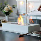 Portable Bioethanol Tabletop Fireplace with Tempered Glass Smokeless Indoor Outdoor Table Fire Pit