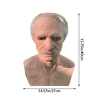 Creepy Old Man Mask Realistic Latex Halloween Mask for Adults Full Head Costume Mask with Movable Mouth for Cosplay and Theater
