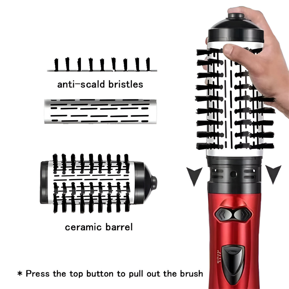 Rotating Hot Air Brush Hair Styler Dryer Set with Interchangeable Round Brush Heads Ionic Blow Dry Volumizer