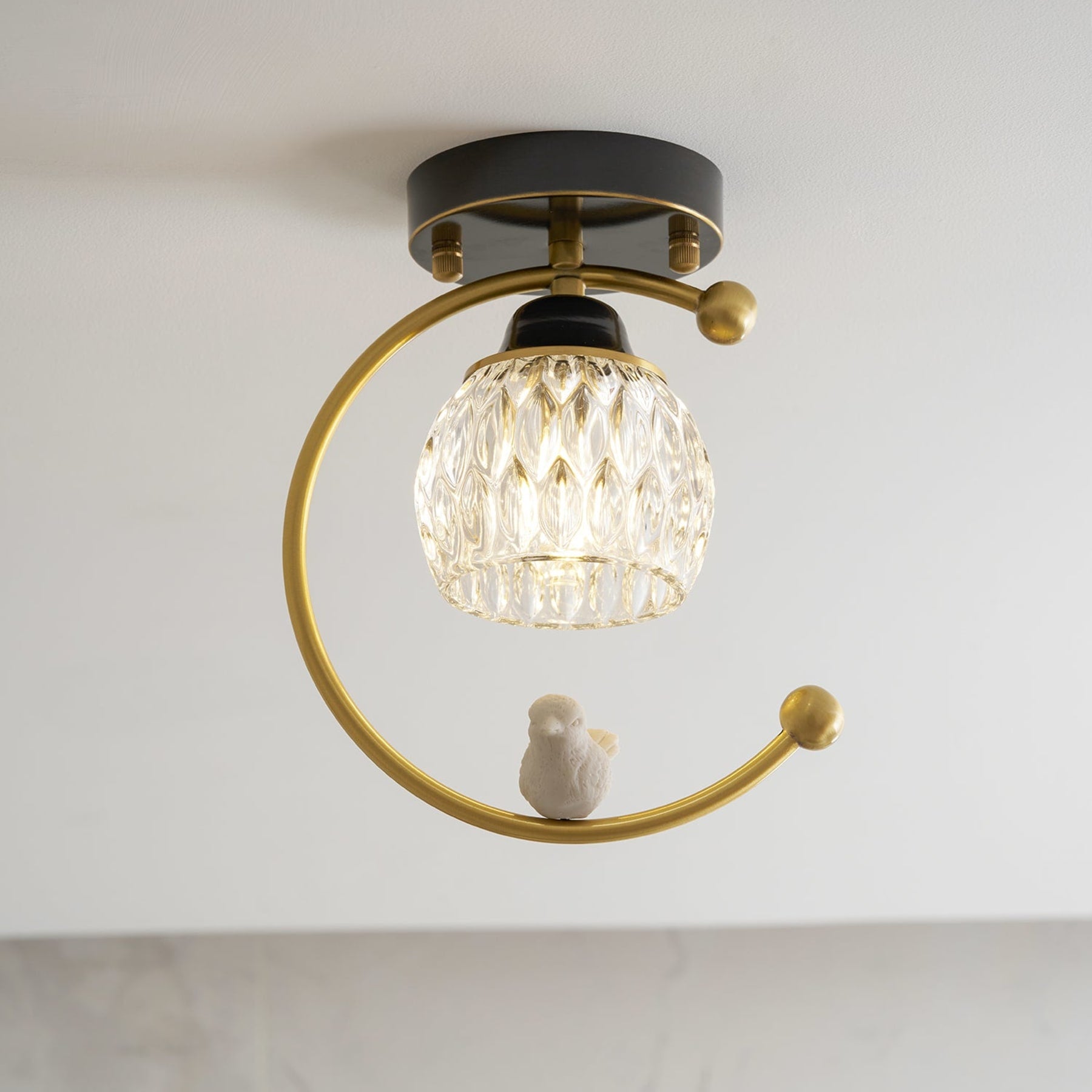 Modern Brass Semi-Flush Ceiling Light for Living Room — Harbor Light Co.