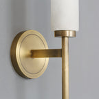 Modern Faux Alabaster Wall Light With Warm Glowing Shade — Harbor Light Co.
