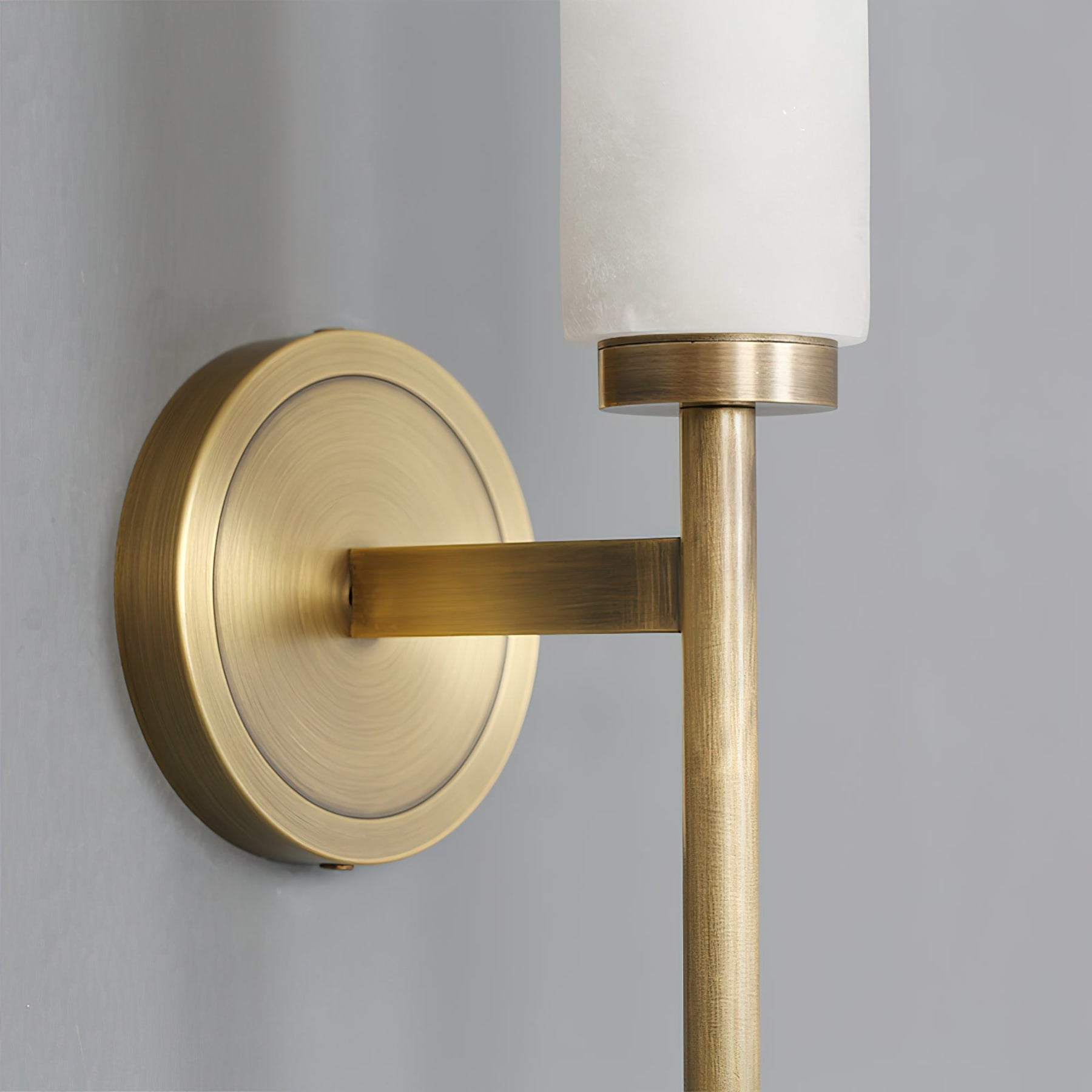 Modern Faux Alabaster Wall Light With Warm Glowing Shade — Harbor Light Co.